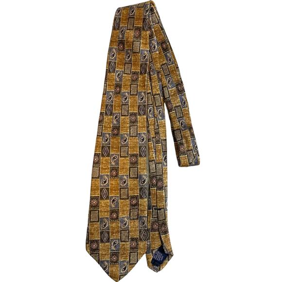 Lands' End Other - Lands End Tie 100% Silk Handsewn In USA Yellow Gray Mens